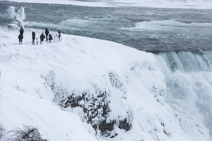 Image: Visitors view Niagara Falls in sub freezing temperatures in Niagara Falls New York
