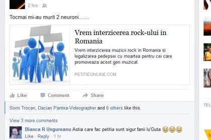 NOAPTEA MINŢII: A apărut petiţia „Vrem interzicerea rock-ului in Romania”