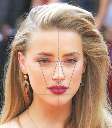 Amer Heard Face Map. Johnny Deppís estranged wife Amber Heard has the most beautiful face in the world, according to the latest scientific facial mapping research that incorporated the ancient Greek beauty ratio Phi. Amber Heardís face was found to be 91.85% accurate to the Greek Golden Ratio of Beauty. Computer mapping technology then created a picture of the most perfect female face taken from Amber Heardís nose, Kim Kardashianís eyebrows, Scarlett Johanssonís eyes, Rihannaís face shape, Emily Ratajkowskiís lips and Kate Mossí forehead.
