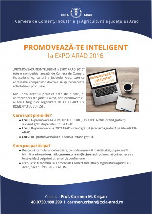 CCIA Arad lansează competiția „Promovează-te inteligent la EXPO Arad”