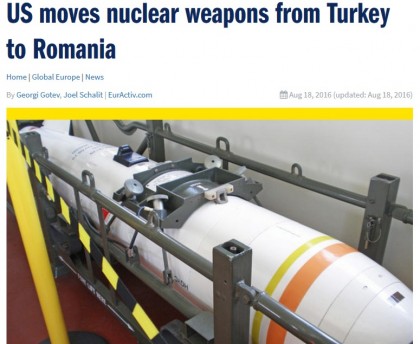 EurActiv : SUA mută ARMELE NUCLEARE din Turcia în România. SONDAJ: Ești de acord?