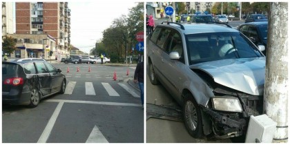 Volkswagen vs. Volkswagen! ACCIDENT cu DOUĂ ȘOFERIȚE în centrul Aradului
