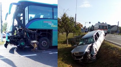 BREAKING NEWS/ Accident cu un AUTOCAR de Italia și Spania, pe drumul Arad – Oradea! ȘASE VICTIME