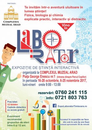 „Laborator”, expoziția de știință interactivă pentru copii, ajunge și la Arad!