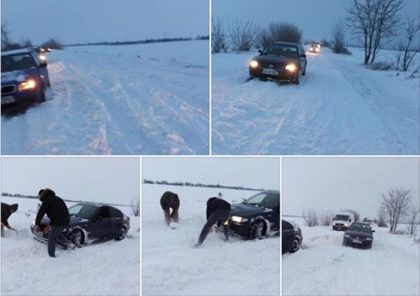 Trafic BLOCAT pe un drum din județul Arad, din cauza zăpezii viscolite