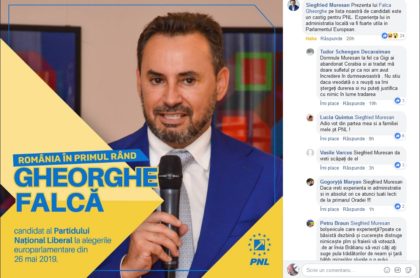 Gheorghe Falcă, făcut PRAF pe Facebook la o postare a PNL Arad! Siegfried Mureşan pus şi el la zid după o „limbă” trasă primarului
