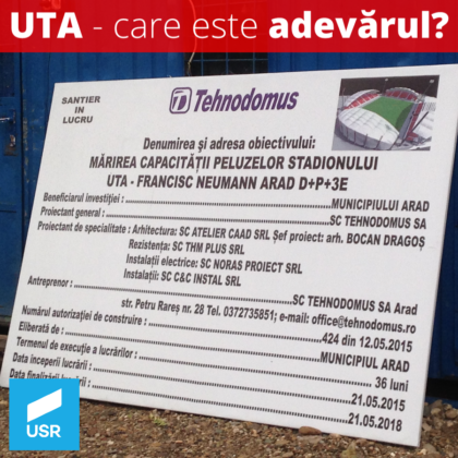 Primăria municipiului Arad, somată să facă publice documentele privind stadionul UTA
