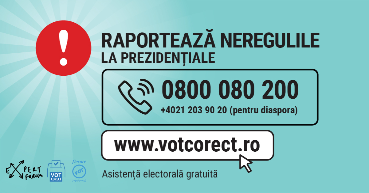 Call center şi platformă online pentru sesizarea neregulilor la alegerile prezidenţiale
