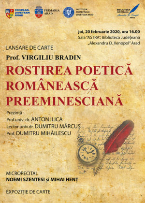 Maturizarea estetică a limbii române, prin ochii lui Virgiliu Bradin, la Biblioteca Județeană