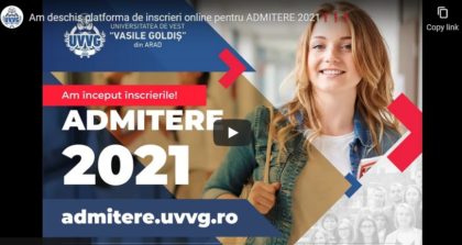 ADMITERE 2021. Înscrieri ONLINE la Universitatea de Vest „Vasile Goldiș”
