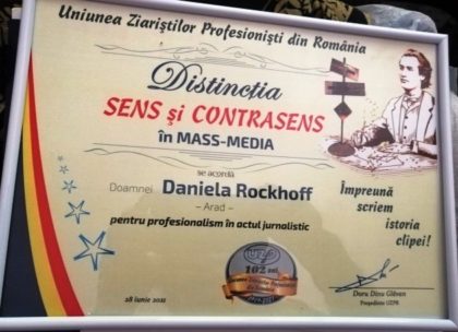 Jurnalista Dani Rockhoff, recompensată cu diploma „Sens şi contrasens în mass-media”