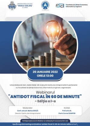 „Antidot fiscal ȋn 60 de minute”, un webinar organizat de UVVG Arad