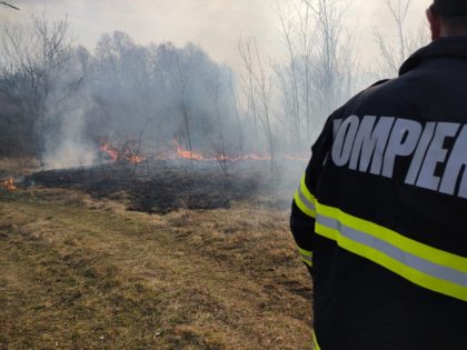Incendii de vegetație uscată în șapte localități din județul Arad