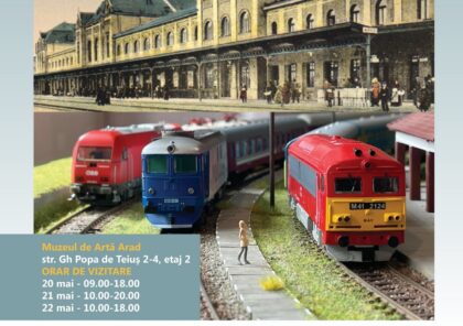 „Călătorie cu trenul la muzeu”. Expoziție de modelism și istorie feroviară la Muzeul de Artă din Arad