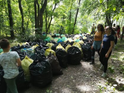 IGIENIZARE: Peste 250 de saci umpluți cu gunoi din Parcul Natural Lunca Mureșului (FOTO)