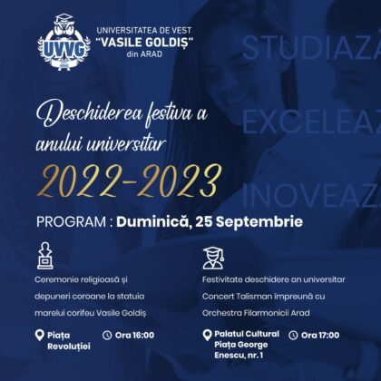 Deschidere festivă a anului universitar 2022 – 2023, la UVVG Arad