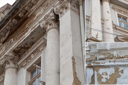 PERICOL în centrul Aradului! Palatul Cenad cade peste trecători (FOTO)