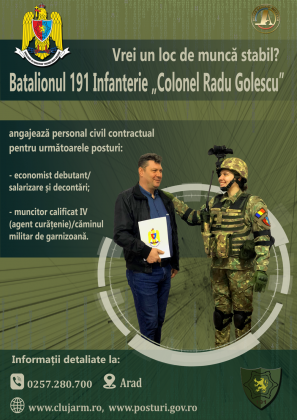 Batalionul 191 Infanterie „Colonel Radu Golescu” caută economist