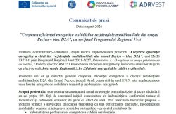 „Creșterea eficienței energetice a clădirilor rezidențiale multifamiliale din orașul Pecica – bloc D2A”, cu sprijinul Programului Regional Vest item-thumbnail